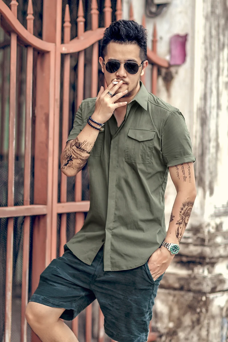 Military style casual shirts Clearance