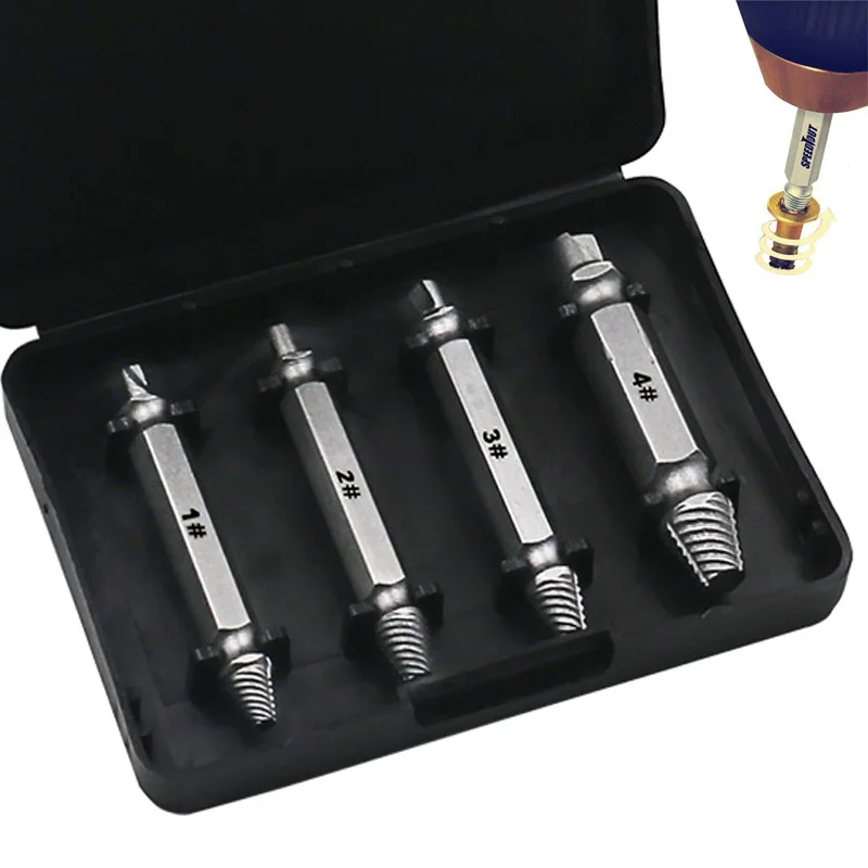 4pcs Damaged Screw Extractor Drill Bits 