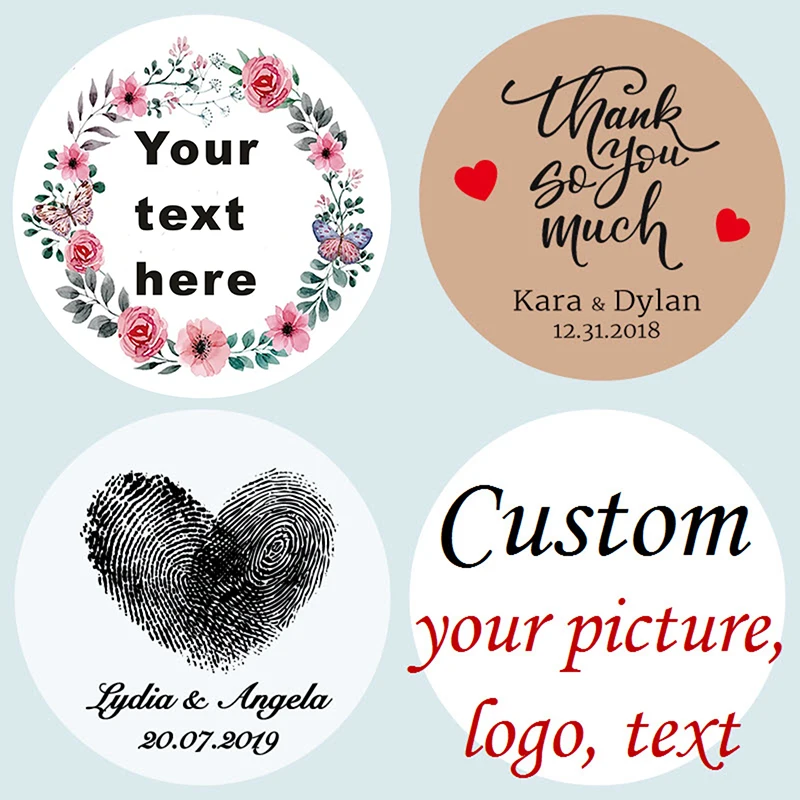 100 Pieces. Customized Wedding Stickers, Invitations Seals, Favors