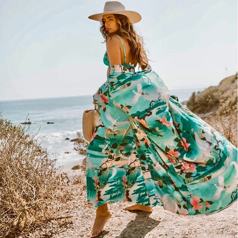 2019 Long Cotton Long Beach Dress saida 