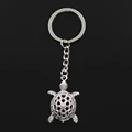 Fashion 30mm Key Ring Metal Key Chain Keychain Jewelry Antique Bronze Silver Color Hollow Tortoise Turtle Sea 38x25mm Pendant