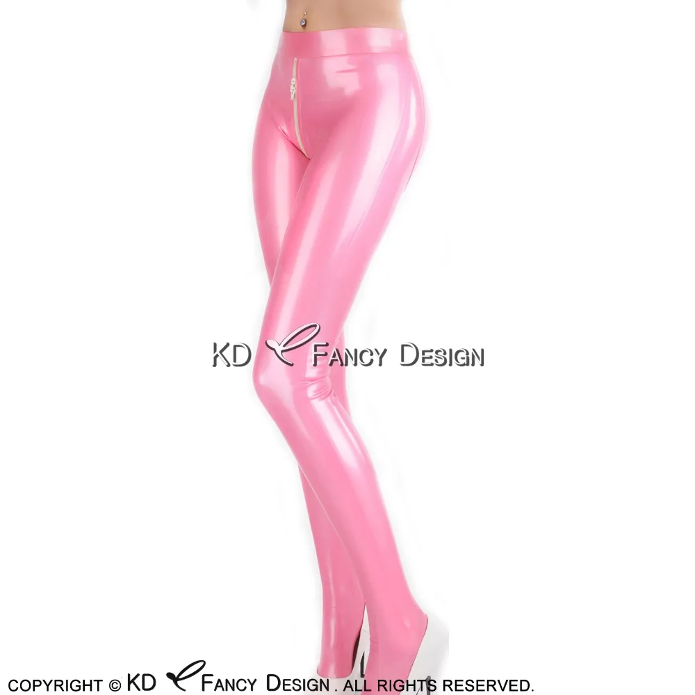 Sexy Latex Leggings With Feet Socks And Crotch Zipper Rubber Pants Trousers  CK-0059