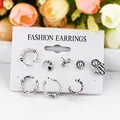 Modyle 8pc/set Bohemia Earrings Moon Sun Hand Design Ear Stud for Women Antique Silver Color Ear Cuff Ear Bone Piercing Earrings preview-4