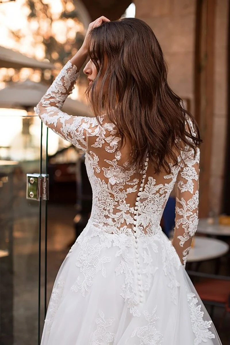 Line Bridal Gown Buttons Back Wedding Gowns