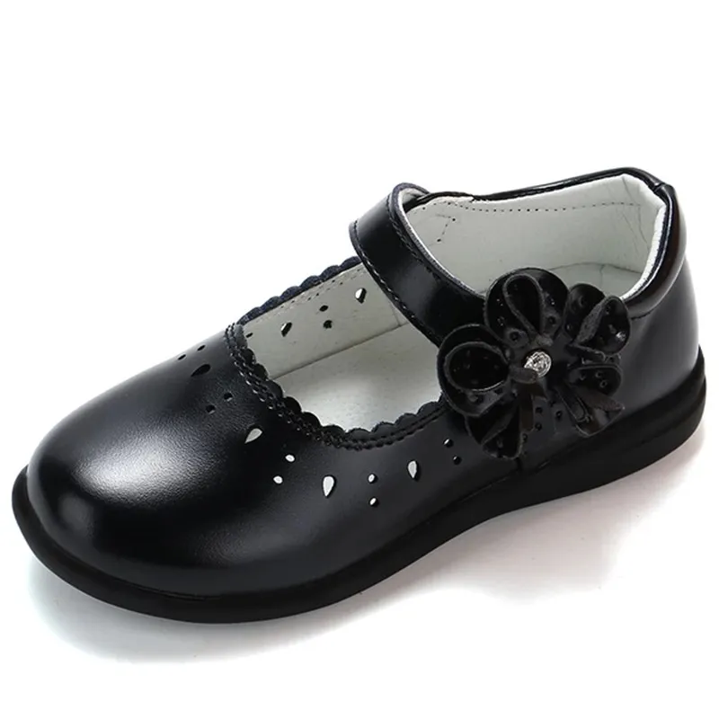 girls black leather shoes