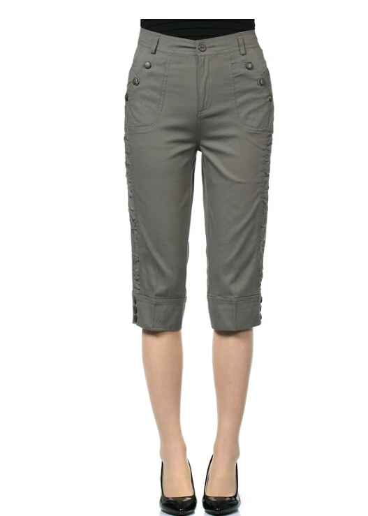 Summer Women Cotton Capris Pants Plus 
