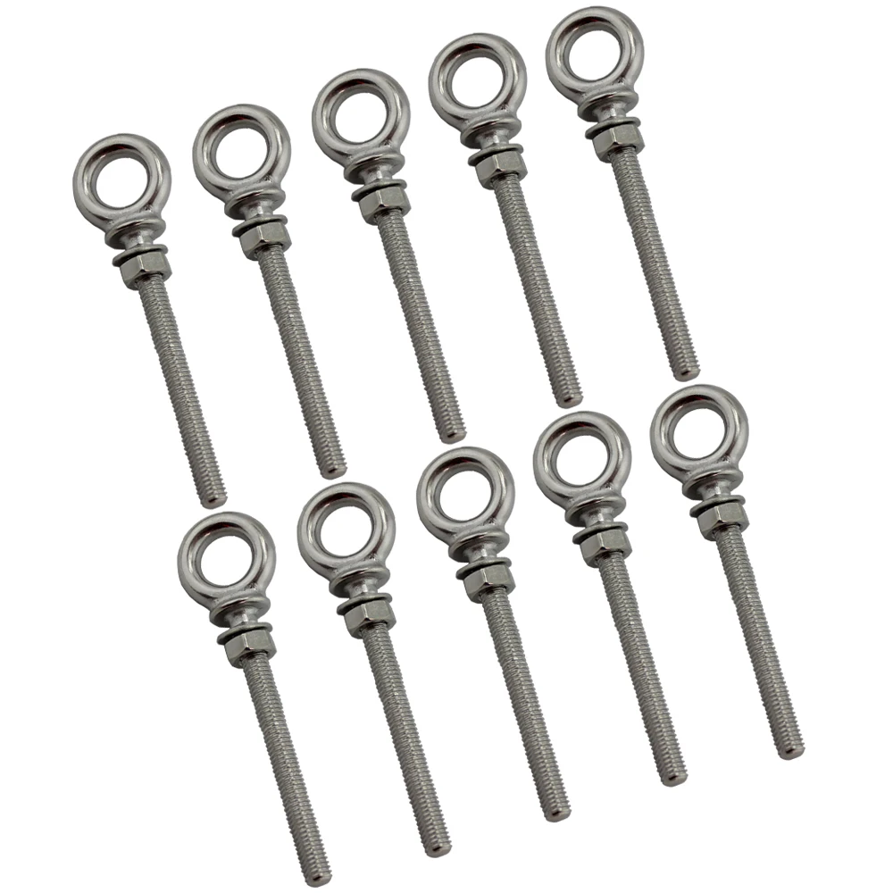 304 Stainless Steel Eye Bolt A2 Marine Lifting Eye Screws Ring Loop Hole  for Eyebolt Cable