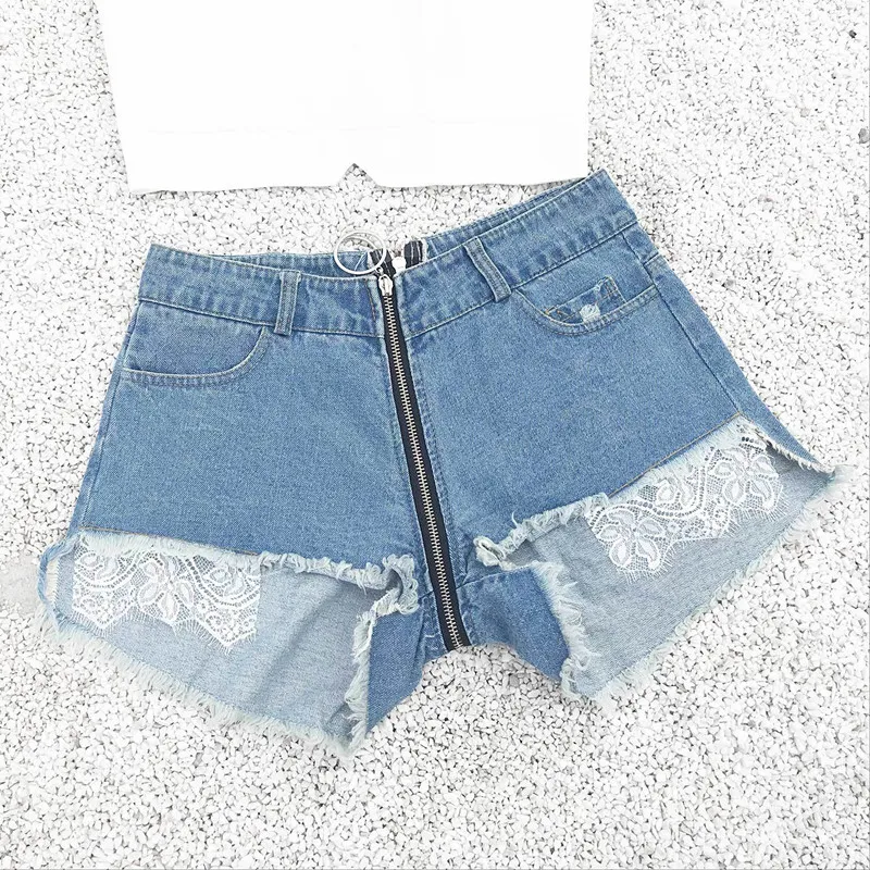jean shorts with zipper in back