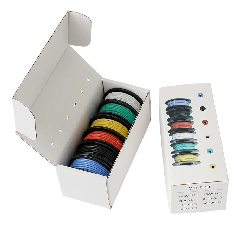 Heat Resistant Soft Silicone Wire 5 Colors in A Box Kit 30/28/26/24/22/20/18AWG  Stranded Cable Electrical Tinned Copper Wire