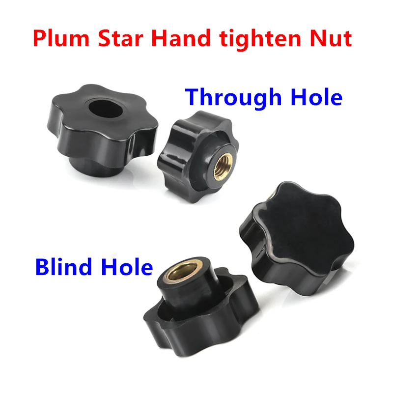 M5 32mm type2 10PCS M5 M6 M8 M10 M12 Plum Bakelite Hand Tighten Nuts Handle Thread Star Mechanical Black Thumb Nuts Clamping Knob Manual Nuts