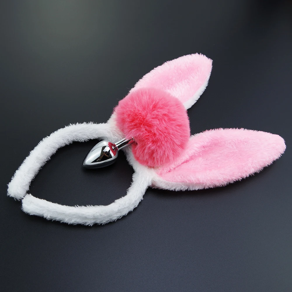 Купить Секс товары | Gifts for Lover Sex Toys Kawaii Bunny Tail With Ears  Female Butt Plug Cute Rabbit Tail With Plush Ear Metal Anal Plug Women Gay