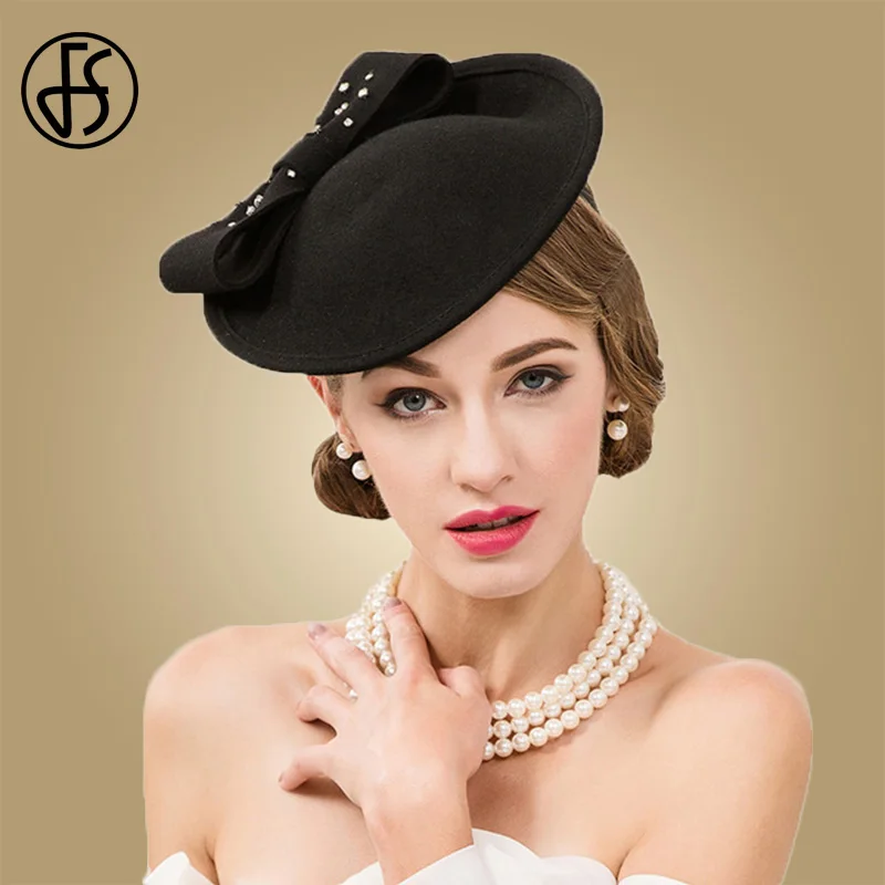 Women Elegant Wool Pillbox Hat 