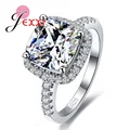 Luxury Geniune 925 Sterling Silver Wedding Engagement Rings Shiny Stone Cubic Zirconia Jewelry For Bridal Big Promotion preview-1