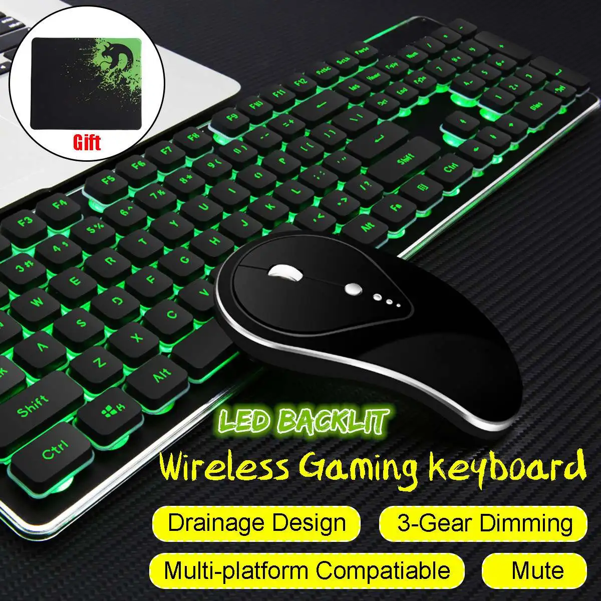 wireless led mouse and keyboard