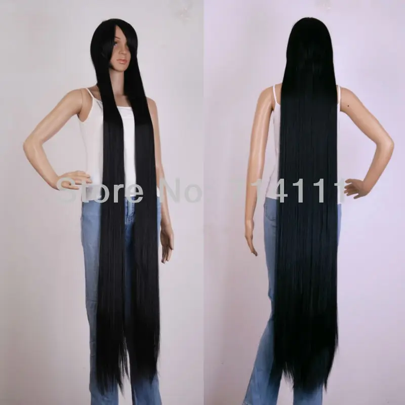 super long black wig