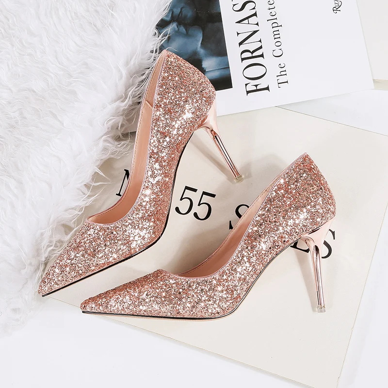 Rose gold and silver heels Clearance