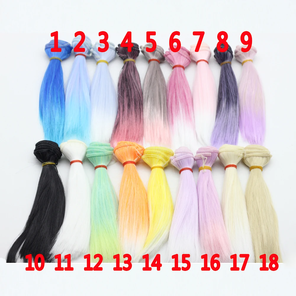 1pcs 15*100cm straight synthetic fiber pink blue purple colorfull color DOD AOD doll wig hair for 1/3 1/4 BJD diy ep016-animated-img