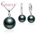 3 Color Option White/Black/Pink Pearl Jewelry Sets Luxury 925 Sterling Silver Necklace Pendant Earrings Set for Women Gift preview-3