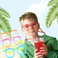 Creative Funny Soft Plastic Straw for Kids Birthday Party Toys Fun Glasses Flexible Drinking Toys Children Baby Party Toys Gifts