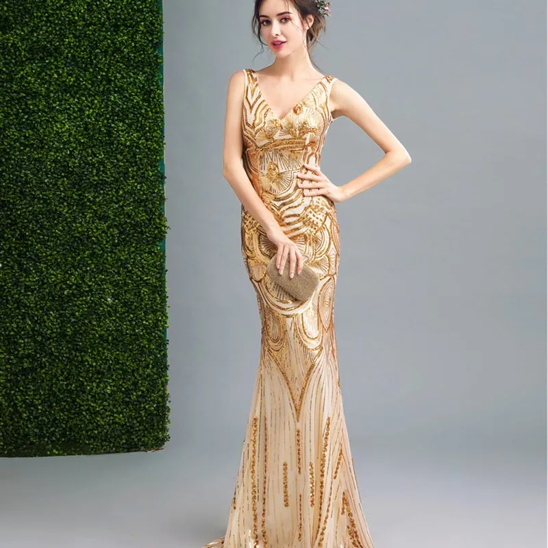 ruthshen Reflective Dress Gold Evening 