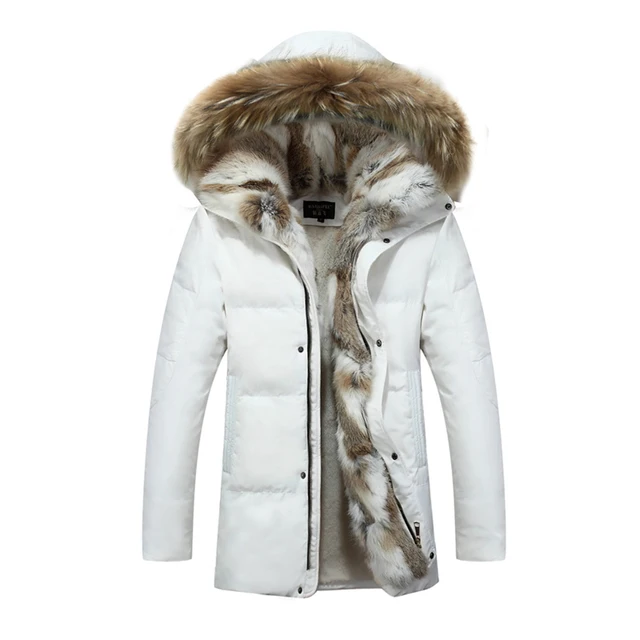 men's down coat with fur hood