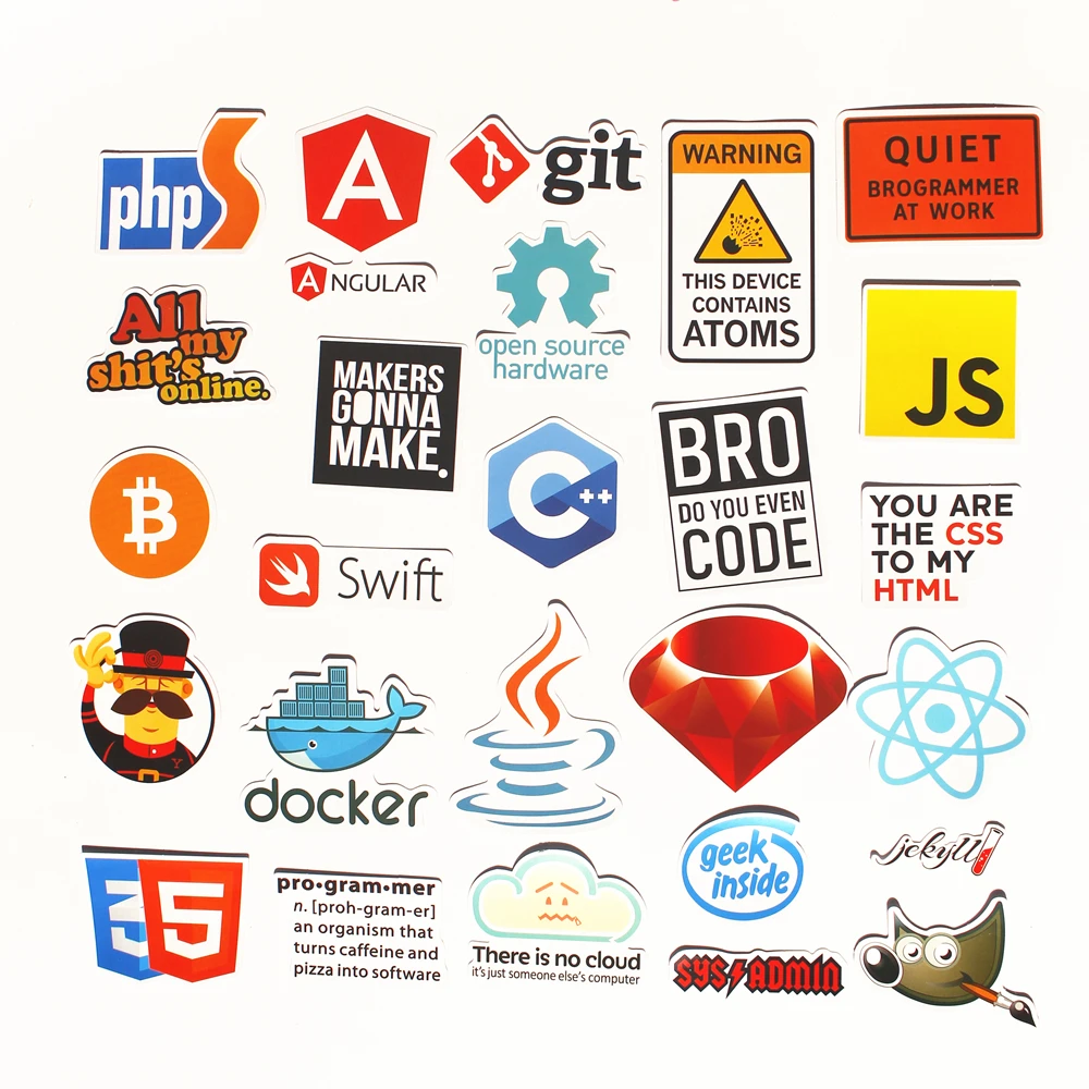 30pcs Waterproof  Internet theme Sticker For Geek programmer  cloud data Represent yourself java C++ phpStickers-animated-img
