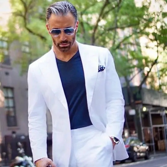 white 2 piece suit