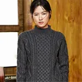 100%hand made pure wool half high collar knit women streetwear solid H-straight pullover sweater one&over size preview-6