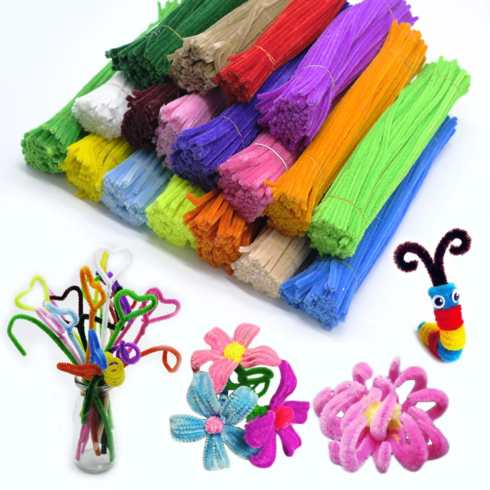 50/100Pcs 30cm Glitter Chenille Stems Pipe Cleaners Kids Educational Toys  Colorful Pipe Cleaner Toys Handmade