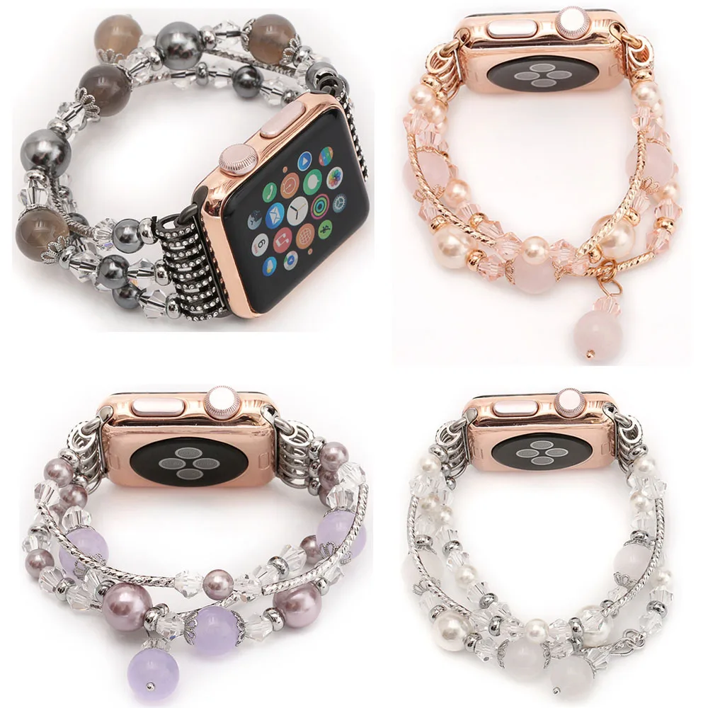 Women's Agate Stretch Bracelet for Apple Watch Band for iWatch Seies 1/2/3/4/5 44mm 42mm 40mm 38mm Wrist Strap Watch Band Belt-animated-img