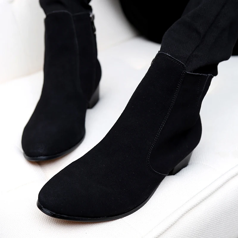 leather black ankle boots low heel