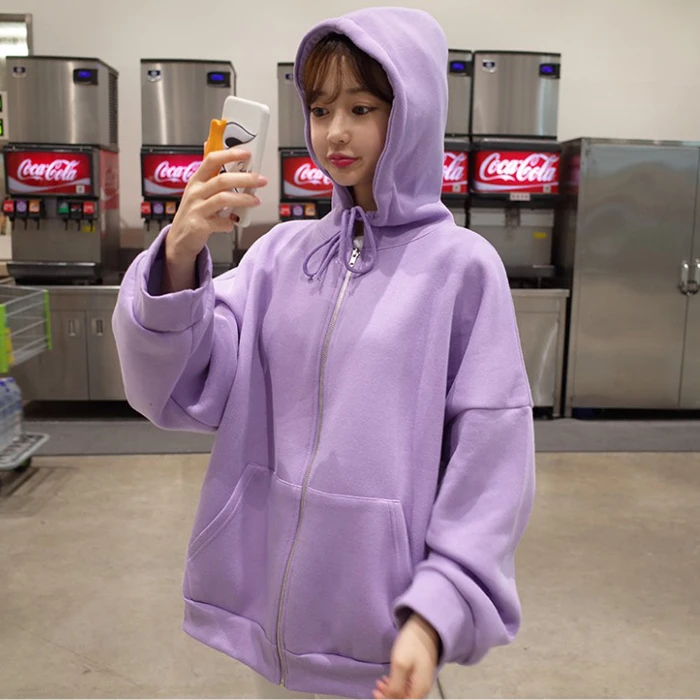 Solid Purple Hoodie Kpop Oversized 