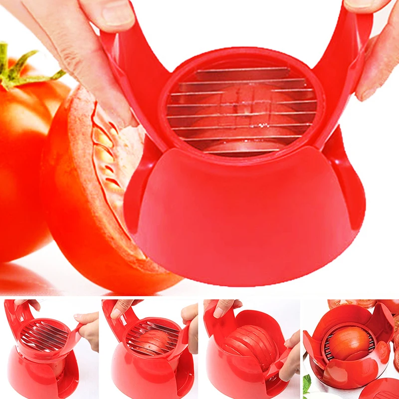 1pc Tomato Slicer Cutter Grape Tools Cherry Kitchen Pizza Fruit Splitter,  Small Tomatoes Accessories Manual Cut Gadget