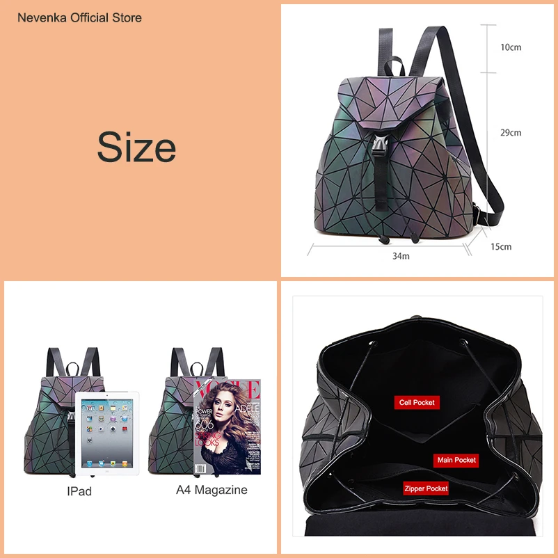 holographic drawstring bolsa