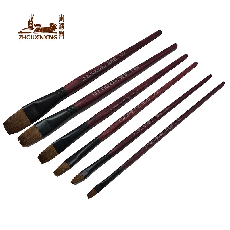 6pcs artist oil painting brushes Set level head weasel hair Water
