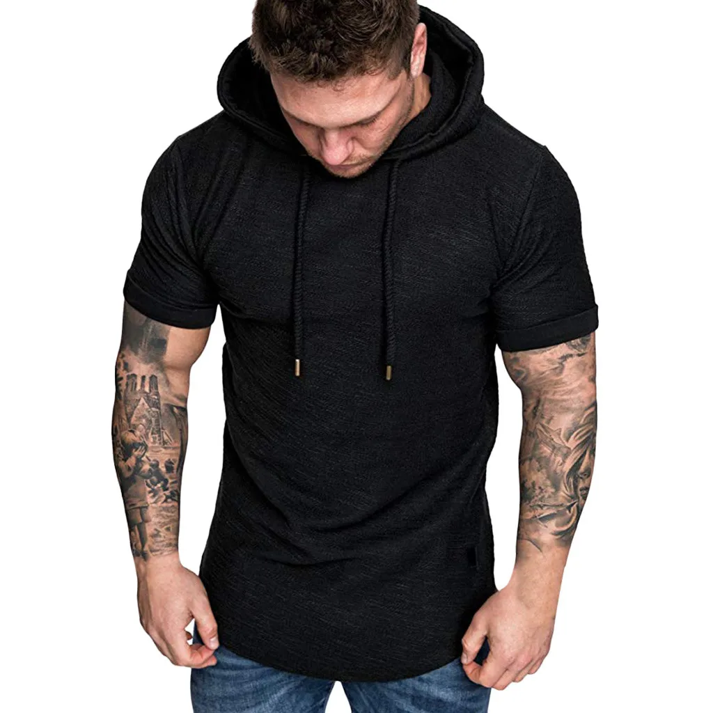 mens short sleeve shirt with hood