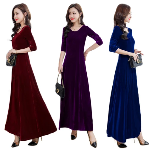 TingYiLi Velvet Dress Autumn Winter 