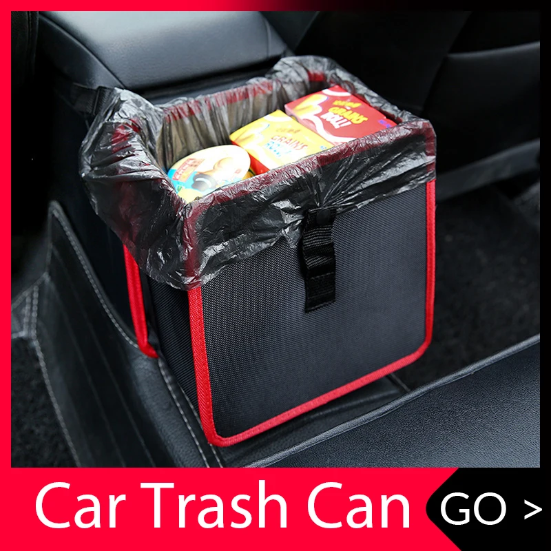 Car Trash Can Portable Drive Bin Hanging Wastebasket back seat storage bag Waterproof Dustbin Storage organizer box-animated-img