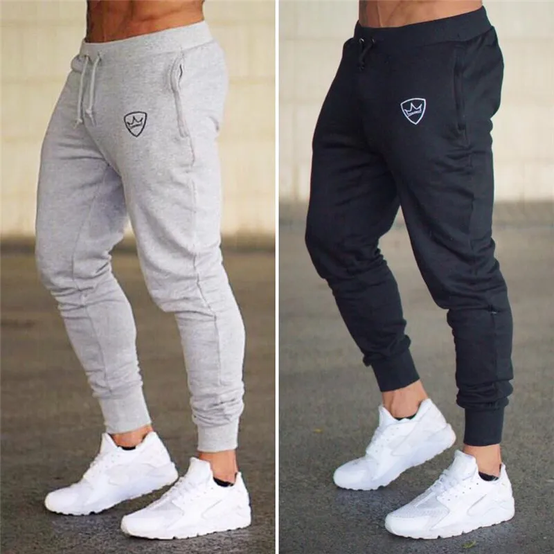 2018 Men Gyms Long pants Mid Cotton Men's Sporting workout fitness Pants casual Fashion sweatpants jogger pant skinny trousers-animated-img