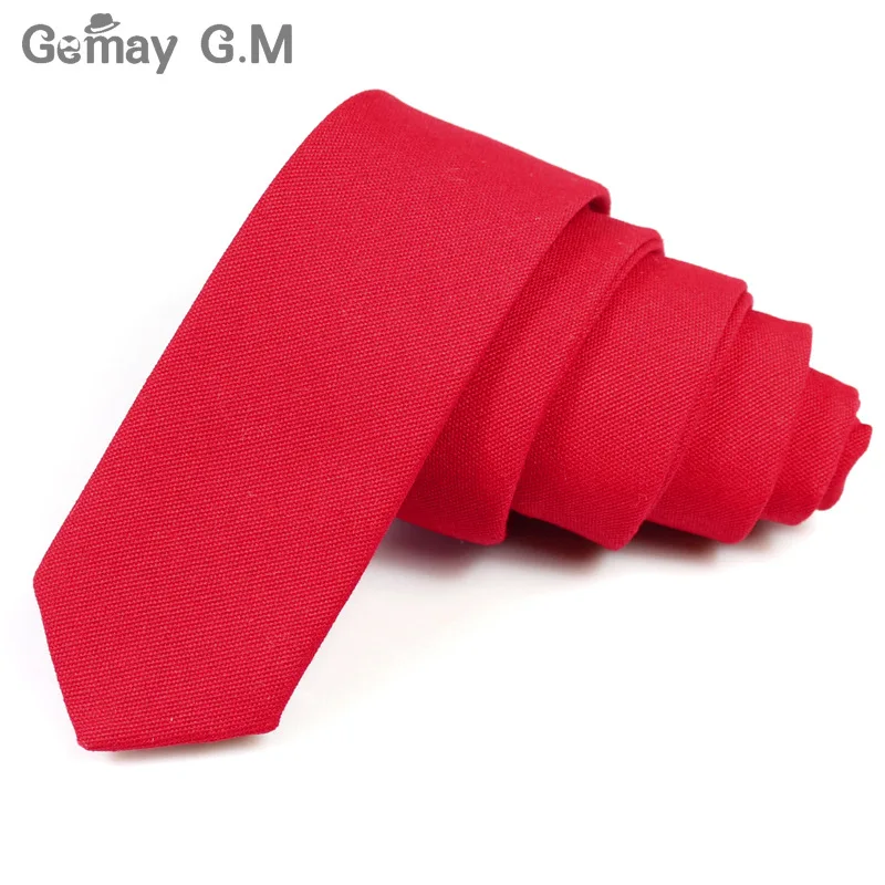 קנו אביזרים לנשים | Casual fashion new Men's tie solid color Linen cotton  Necktie 5cm width Skinny Narrow Neck ties for Party Red Pink 10 colors