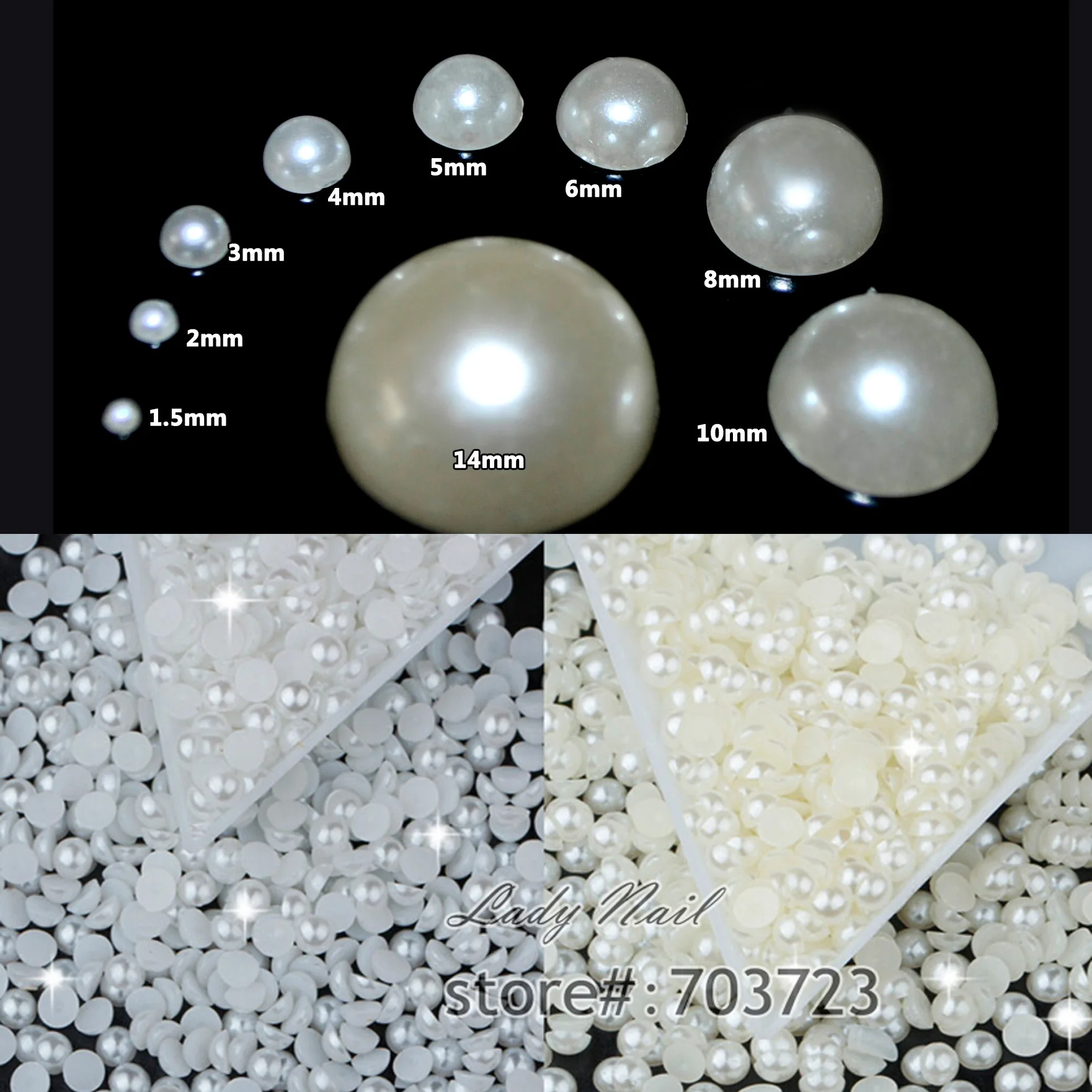 2-14mm Half Round Acrylic Imitation Flatback Pearl Beads pearls for crafts  DIY Decoration Nail Art Jewelry Findings Accessories