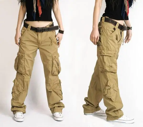 baggy khaki cargo pants women's