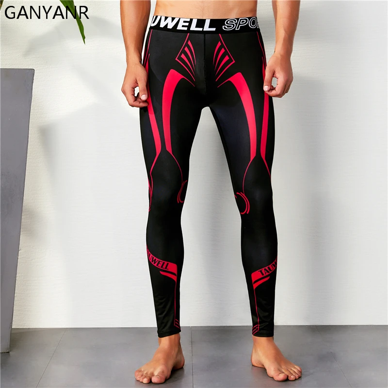 GANYANR Running Tights Men Compression Pants Gym Leggings