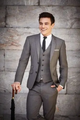 Gray Sharkskin Groom Suit Custom Made 