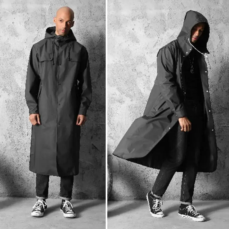 hooded black raincoat