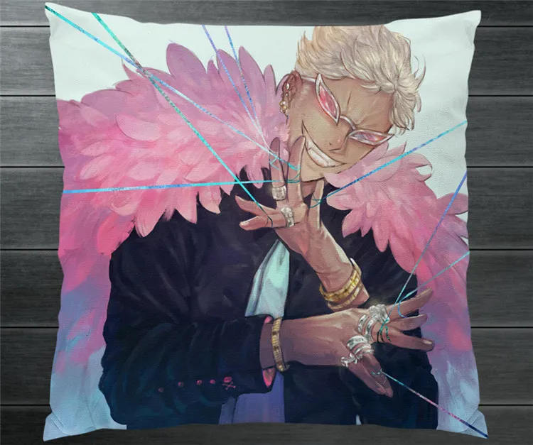 Prodotto Anime One Piece Joker Donquixote Doflamingo Two Side 40x40cm Pillowcase Pillow Case Cover Cosplay Manga Bed Sofa Car Decor New