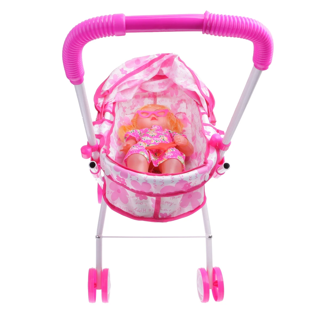 Pink Dolls Pram Set Buggy Pushchair 
