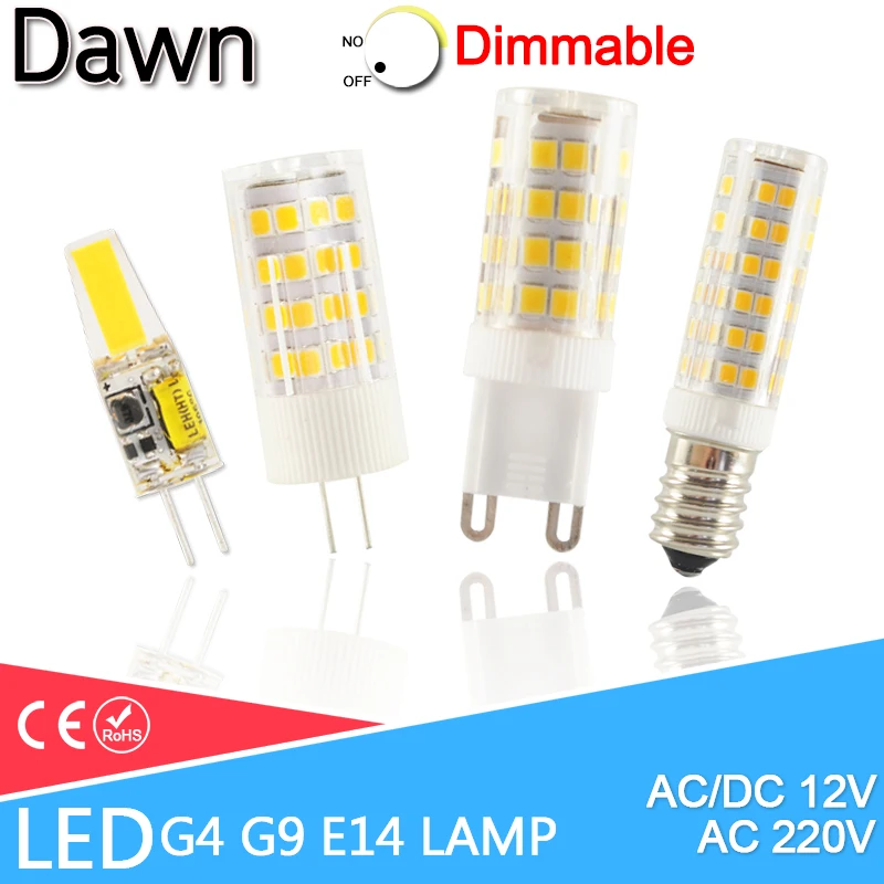 LED G4 Light G9 Led Lamp E14 Bulb 7W 9W 10W 12W COB 2835SMD 220V AC12V No Flicker Dimmable Ceramic Replace 30/40W halogen lamp