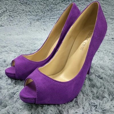 purple peep toe shoes