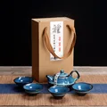 Travel Starry sky tea set I,Jingdezhen temmoku glaze Exquisite Set Kung Fu Tea Cup portable Teapot Gaiwan Tea Cups Mug preview-6